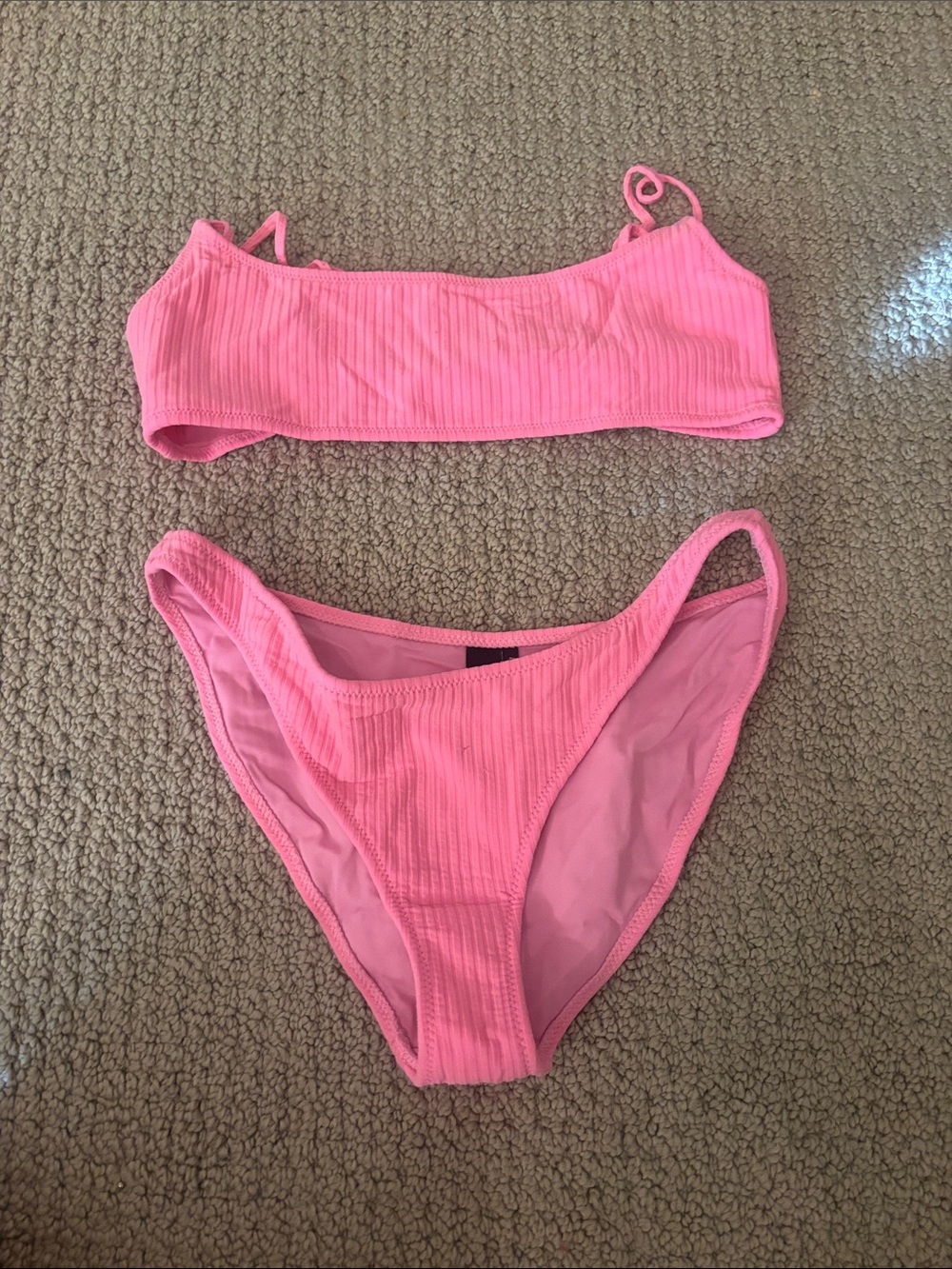 triangl swimwear Pink Ribbed Bikini Set